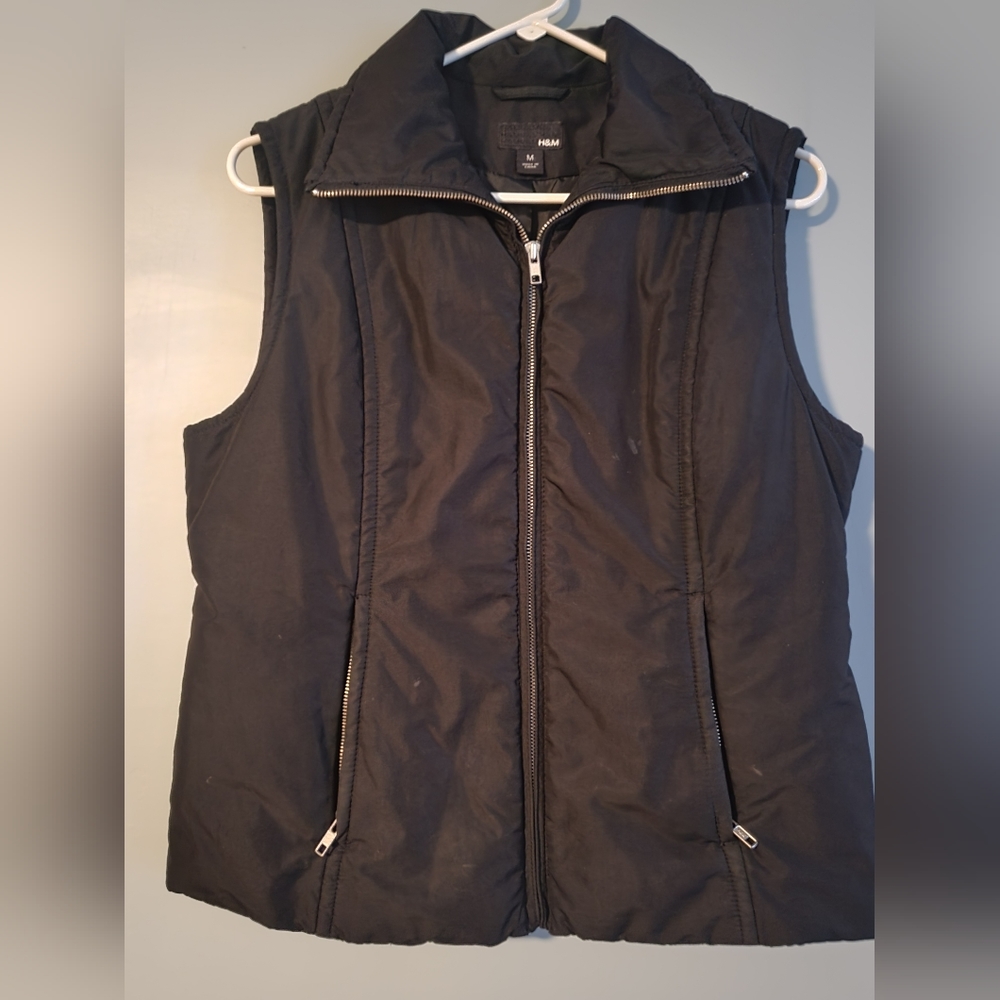 H&M Womens M Down Vest Zipper Pockets